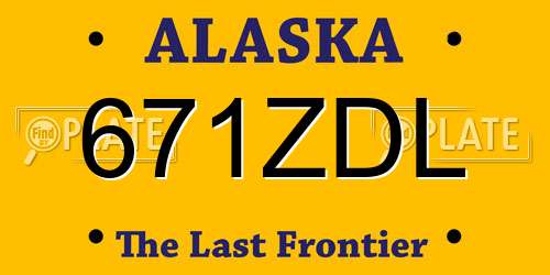 671ZDL Alaska License Plate