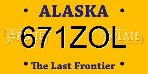 671ZOL Alaska License Plate