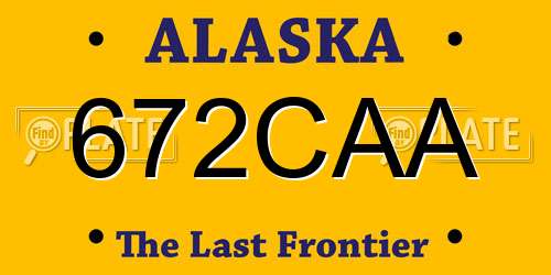 672CAA Alaska License Plate