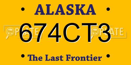 674CT3 Alaska License Plate