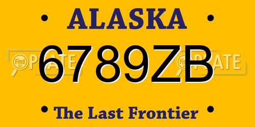 6789ZB Alaska License Plate