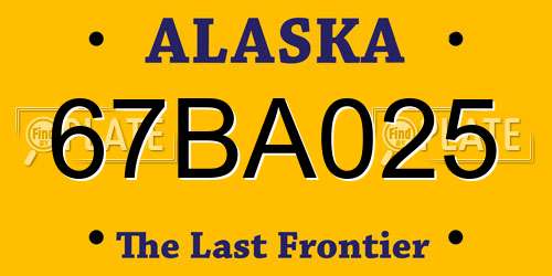 67BA025 Alaska License Plate