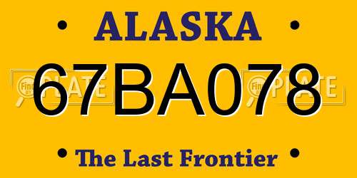 67BA078 Alaska License Plate