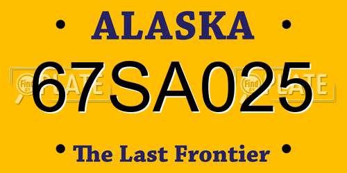 67SA025 Alaska License Plate