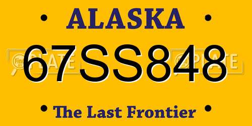 67SS848 Alaska License Plate