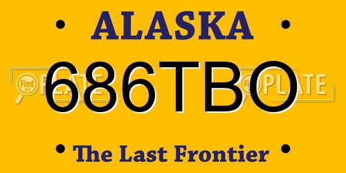686TBO Alaska License Plate