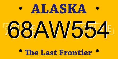 68AW554 Alaska License Plate