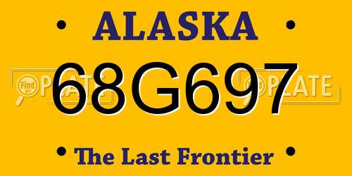 68G697 Alaska License Plate