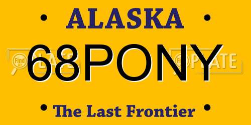 68PONY Alaska License Plate
