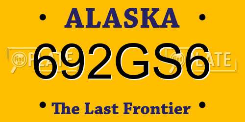 692GS6 Alaska License Plate