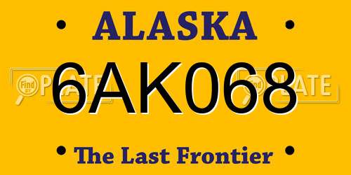 6AK068 Alaska License Plate