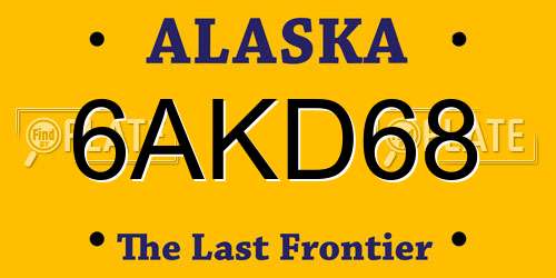 6AKD68 Alaska License Plate