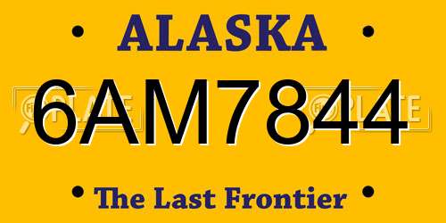 6AM7844 Alaska License Plate