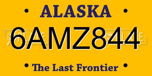 6AMZ844 Alaska License Plate