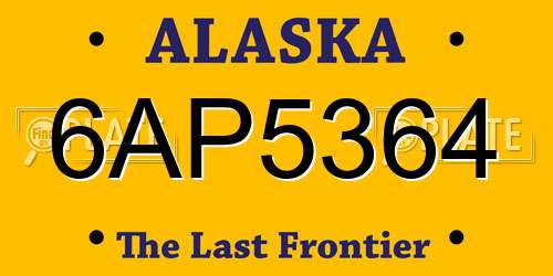 6AP5364 Alaska License Plate