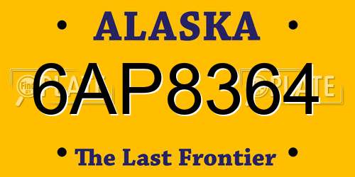 6AP8364 Alaska License Plate