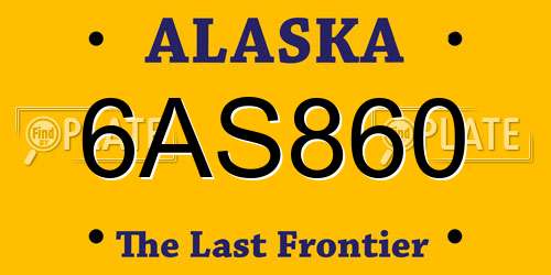 6AS860 Alaska License Plate