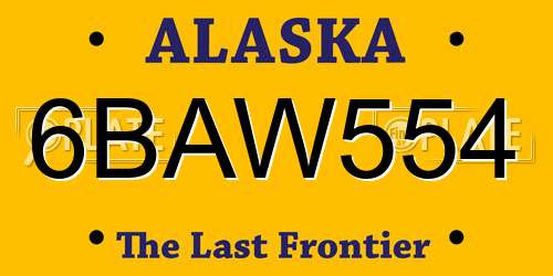 6BAW554 Alaska License Plate