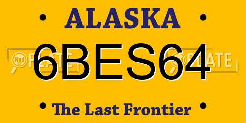 6BES64 Alaska License Plate