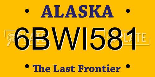 6BWI581 Alaska License Plate