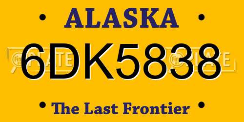 6DK5838 Alaska License Plate