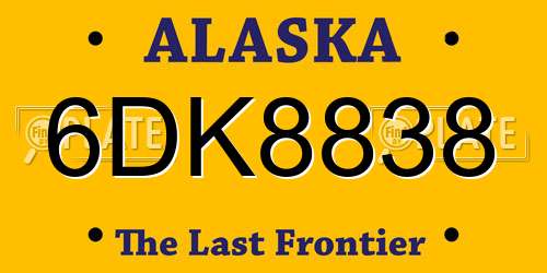 6DK8838 Alaska License Plate
