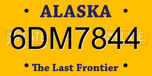6DM7844 Alaska License Plate
