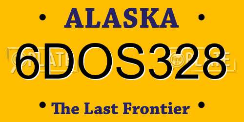6DOS328 Alaska License Plate