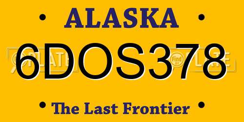 6DOS378 Alaska License Plate