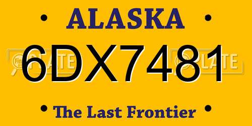 6DX7481 Alaska License Plate