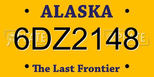 6DZ2148 Alaska License Plate