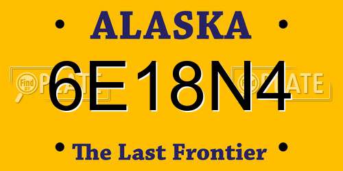 6E18N4 Alaska License Plate