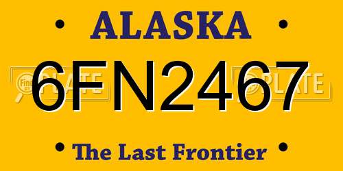6FN2467 Alaska License Plate