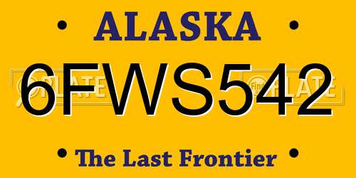 6FWS542 Alaska License Plate