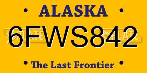 6FWS842 Alaska License Plate