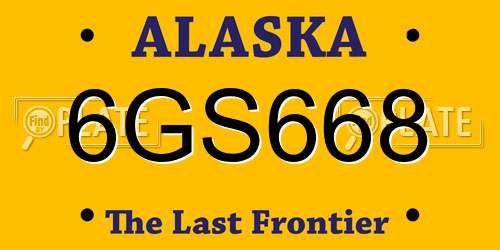 6GS668 Alaska License Plate