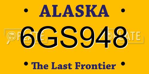 6GS948 Alaska License Plate