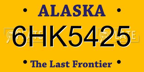 6HK5425 Alaska License Plate
