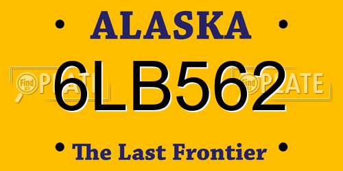 6LB562 Alaska License Plate