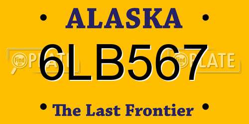 6LB567 Alaska License Plate