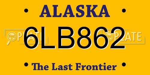 6LB862 Alaska License Plate