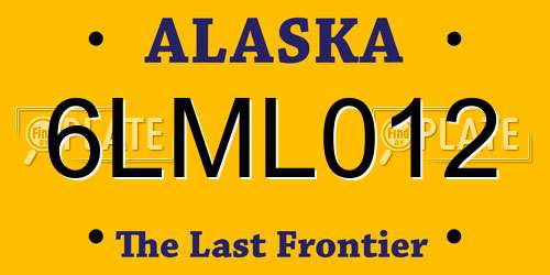 6LML012 Alaska License Plate