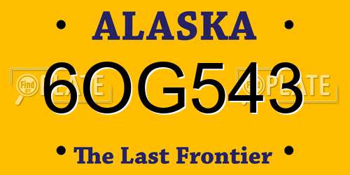 6OG543 Alaska License Plate