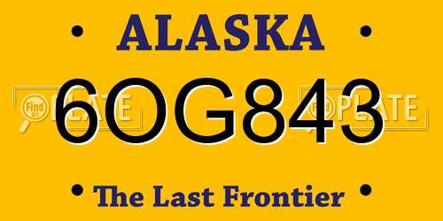 6OG843 Alaska License Plate