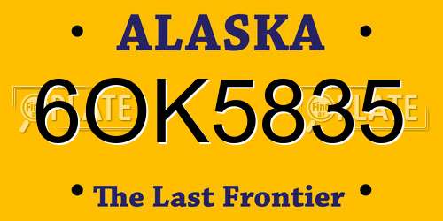 6OK5835 Alaska License Plate