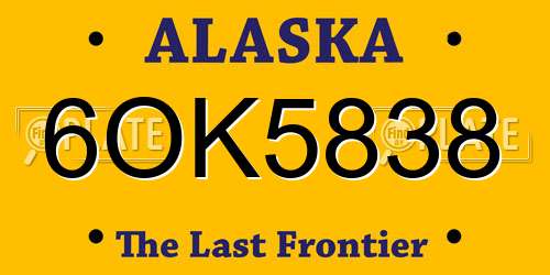 6OK5838 Alaska License Plate