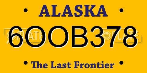 6OOB378 Alaska License Plate