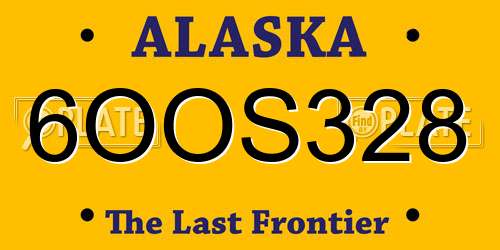 6OOS328 Alaska License Plate