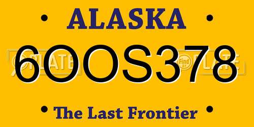 6OOS378 Alaska License Plate