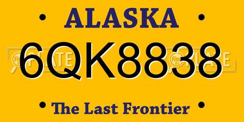 6QK8838 Alaska License Plate